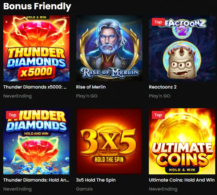 Bonus friendly slot machines