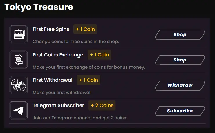 Wild Tokyo Coins Shop, swapping in-game Coins for free spins on specific pokies